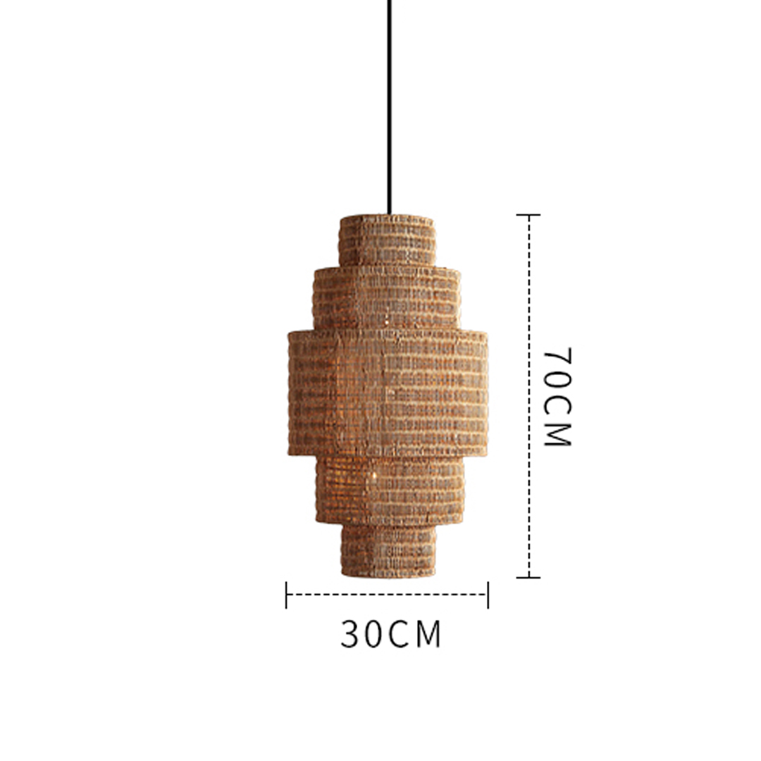 Retro Wabi-sabi style Dining Table Rattan Pendant Light B&B Decoration Handwoven Lampshade