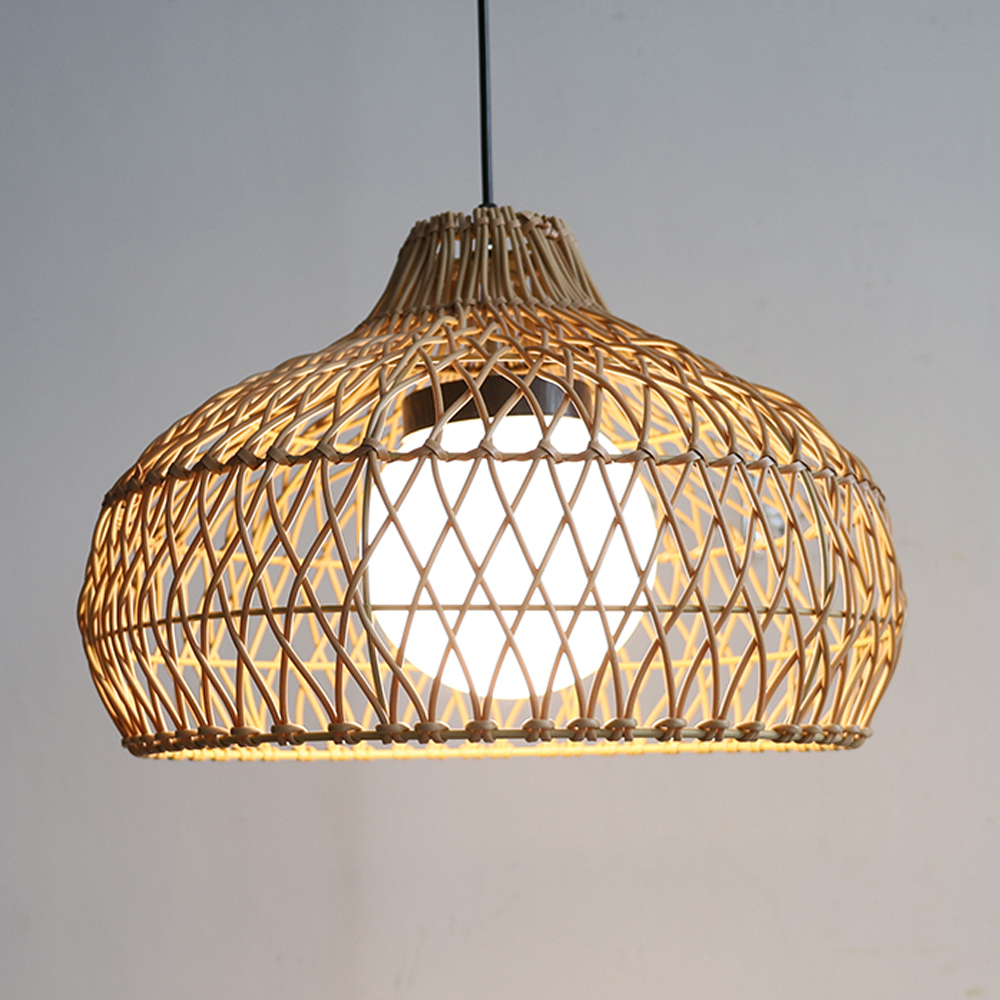 Outdoor Pavilion Rattan Chandelier Homestay Restaurant Garden Decor Waterproof Lighting