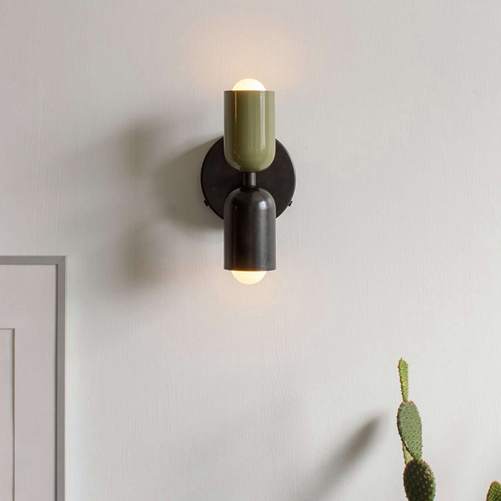 Bedroom Bedside Colorful Double-head Wall Lamp Cream-style Living Room