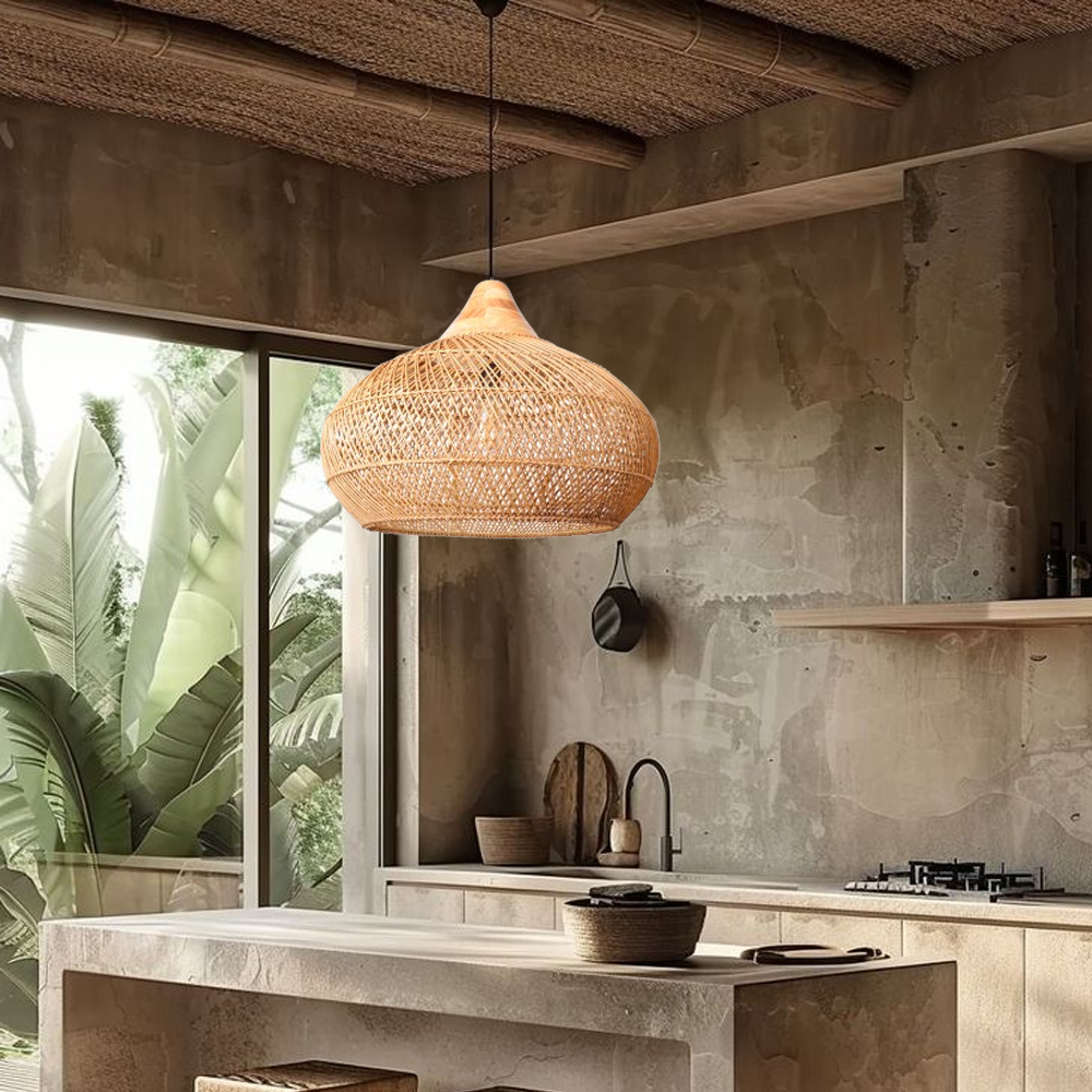 Wabi-sabi Retro Rattan Weaving Pendant Light Southeast Asian Restaurant Chandelier