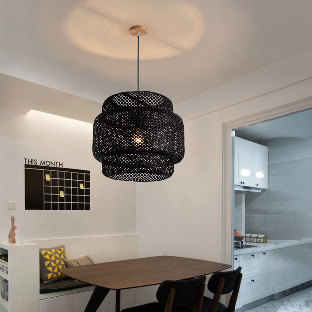 Dining Room Decorative Lamp Boho Style Bamboo Wicker Pendant Lights