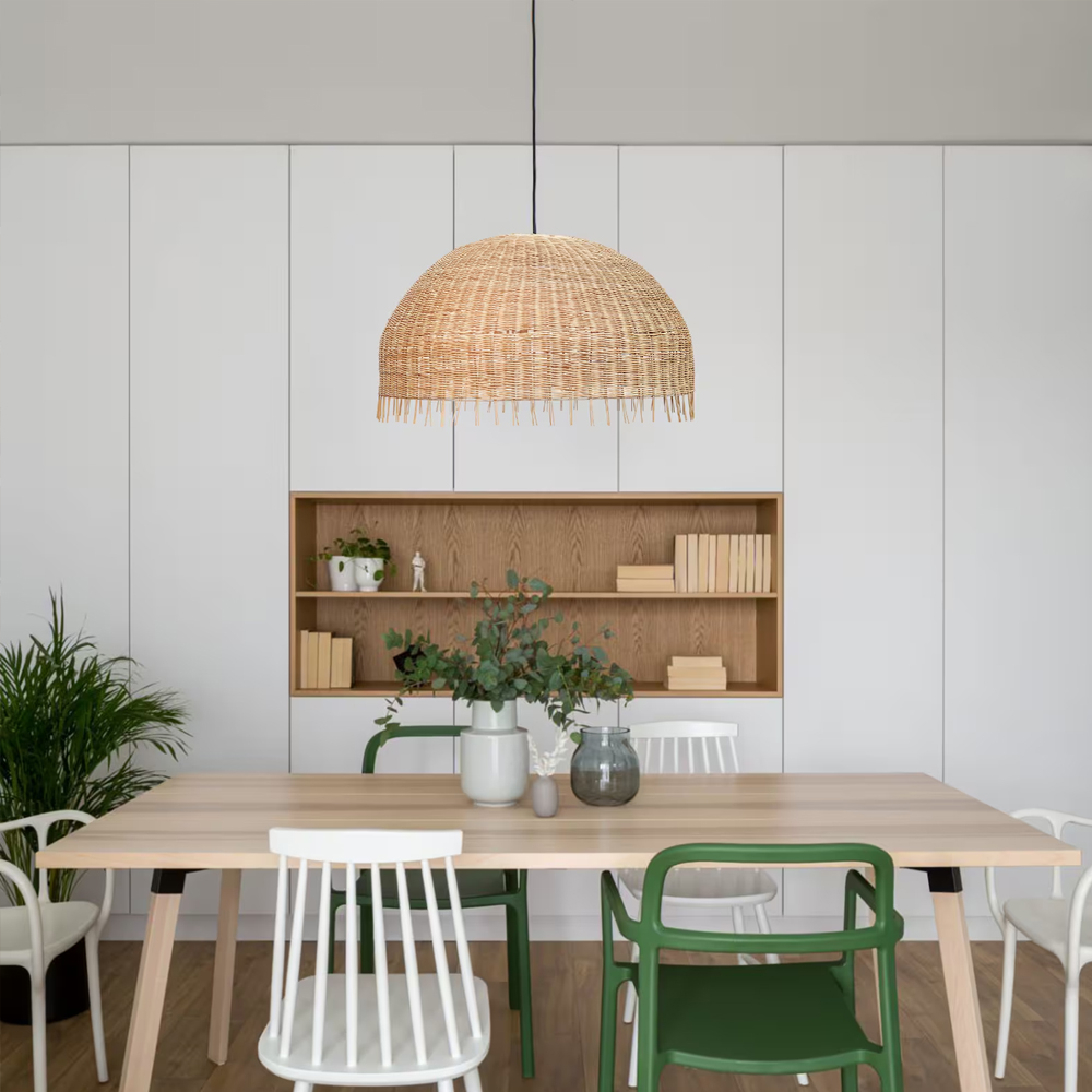 Dining Room Chandelier Rafia Wabi-sabi Rattan Pendant Lamp Handmade Sustainable Lighting