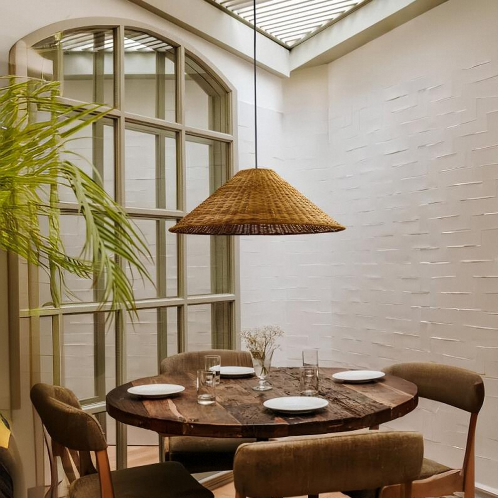 Homestay Southeast Asian Rattan Chandelier Restaurant Straw Hat Lampshade