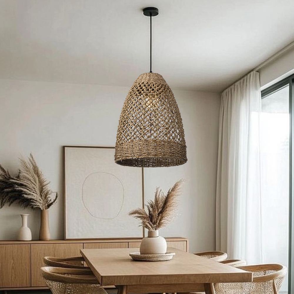 Dining Table Seagrass Chandelier Home Wabi-sabi Style Log Style Decorative Lamp
