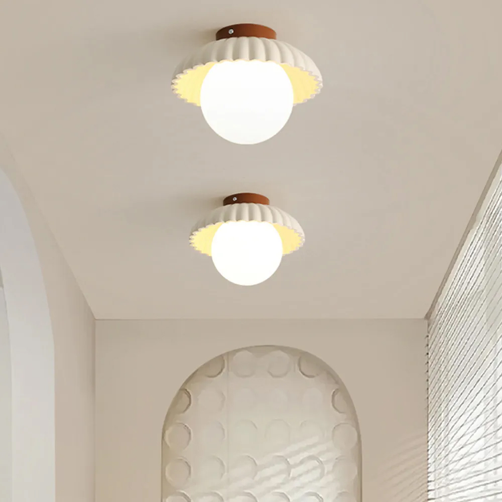 French Flower Bud Ceiling Lamp Hallway Flush Embedded Light