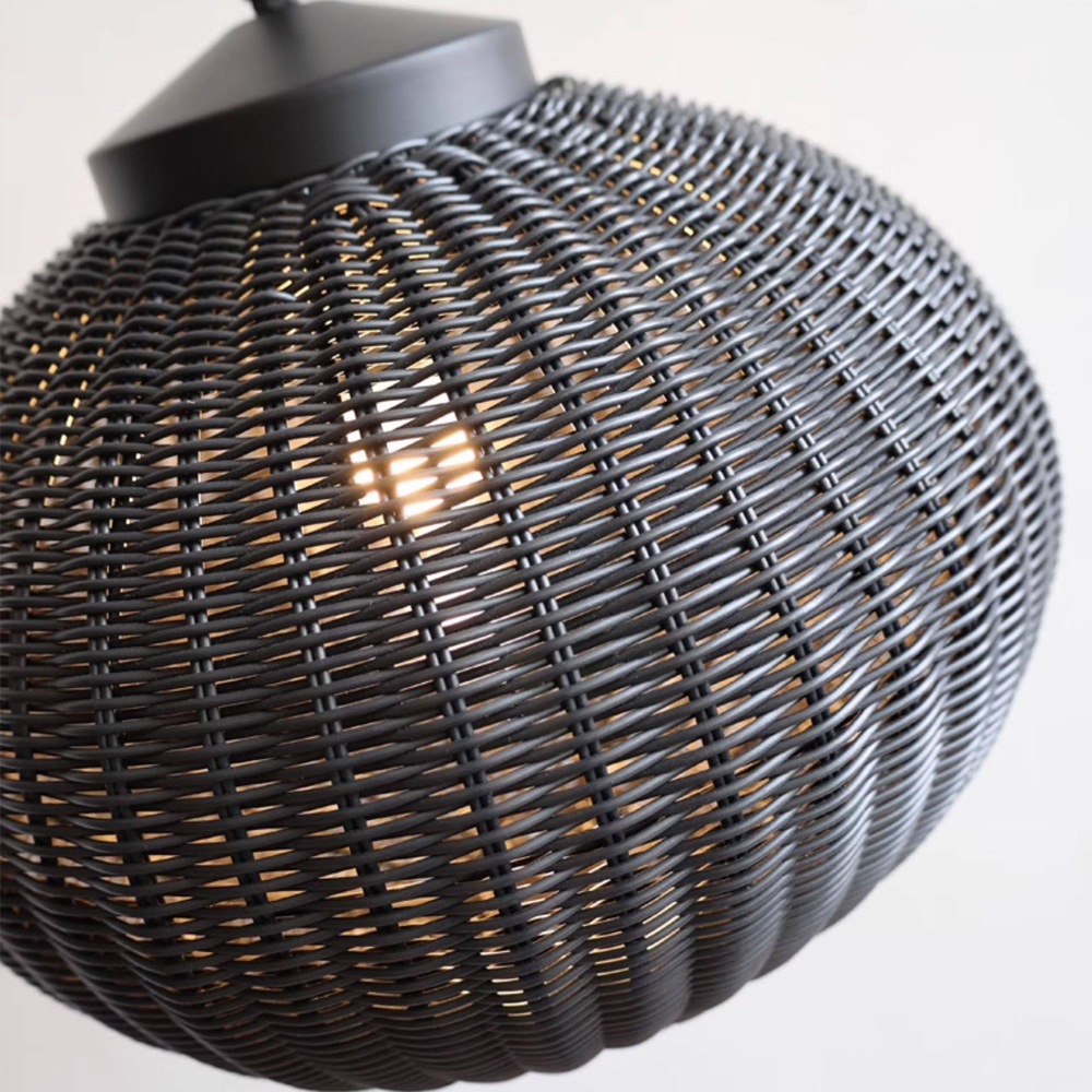 Outdoor Balcony Rattan Woven Pendant Light Waterproof Garden Lamp