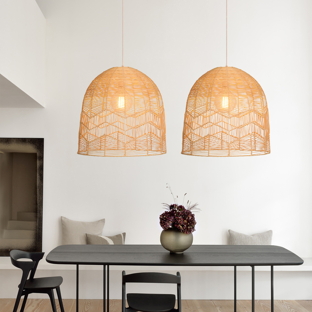 Handmade Rattan Pendant Lamp Shade Boho Light Fixture