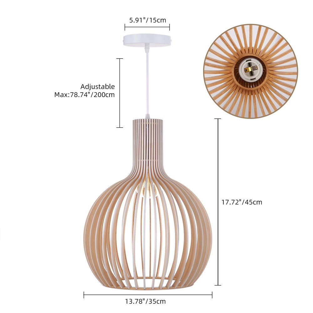 Small Chandelier White Wood Birdcage Pendant Lights