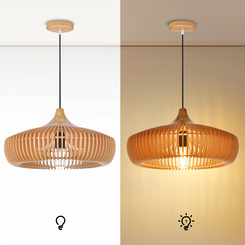 Japanese Rustic Farmhouse Wooden Pendant Light Restaurant Lamp