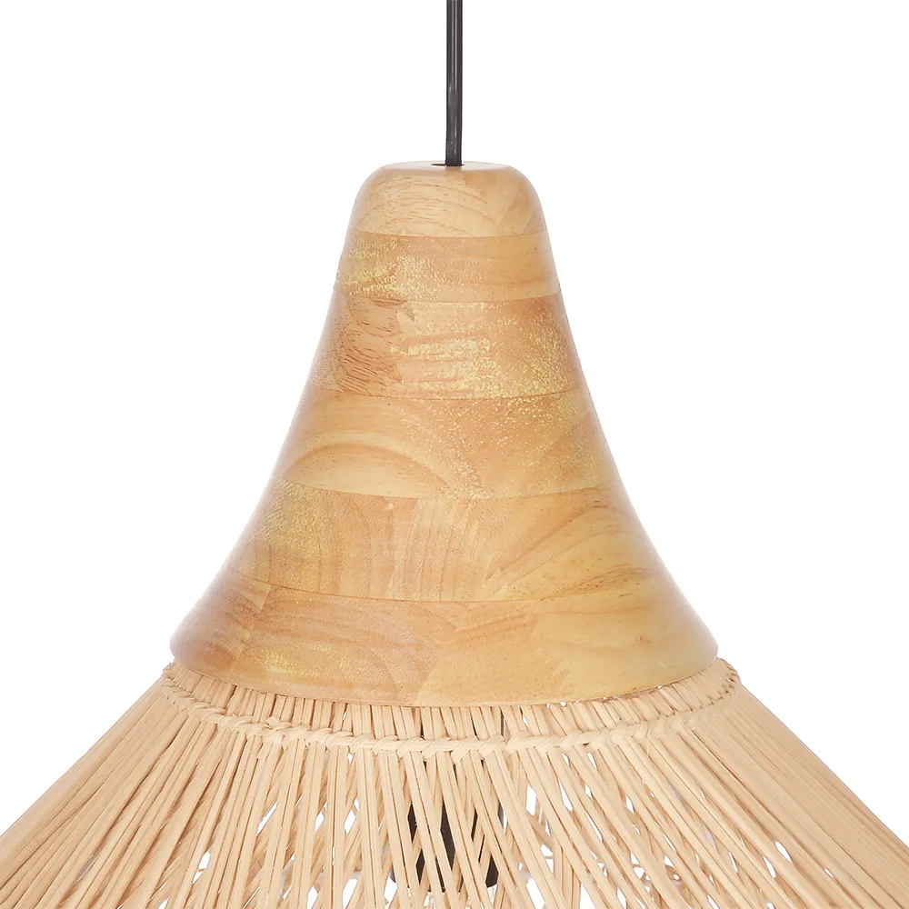 Wabi-Sabi Style Rattan Pendant Light for Living Room Round Base Three-Light Design