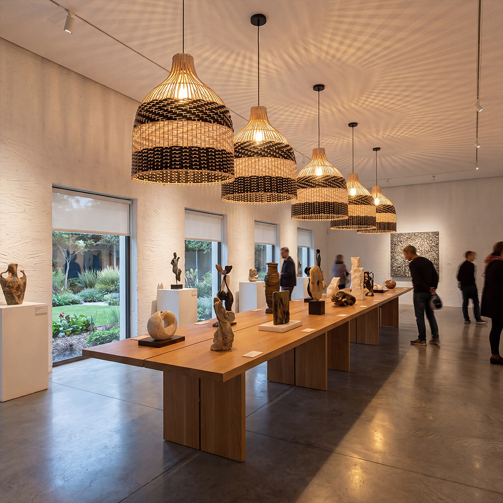 Tropical Black Rattan Chandelier for Restaurants Exotic Hand-Woven Decor