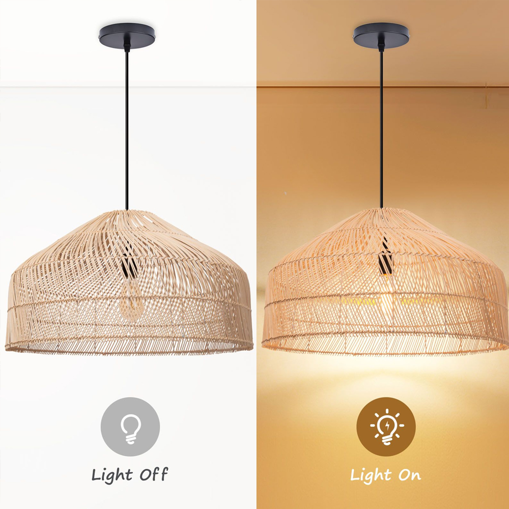 Hand Weave Matte Black Rattan Chandelier Light Easy Install Pendant