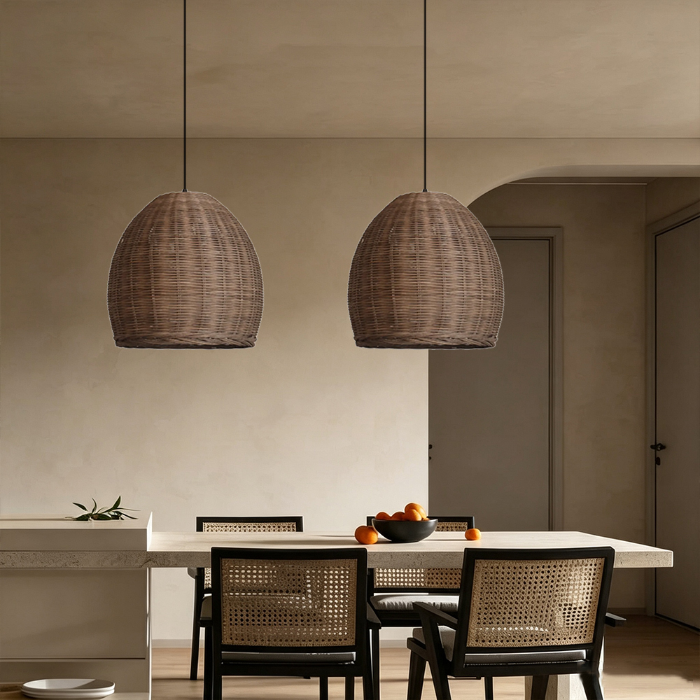 Handmade Rattan Chandelier Wabi-Sabi Vintage Rattan Pendant Light For Dining Room