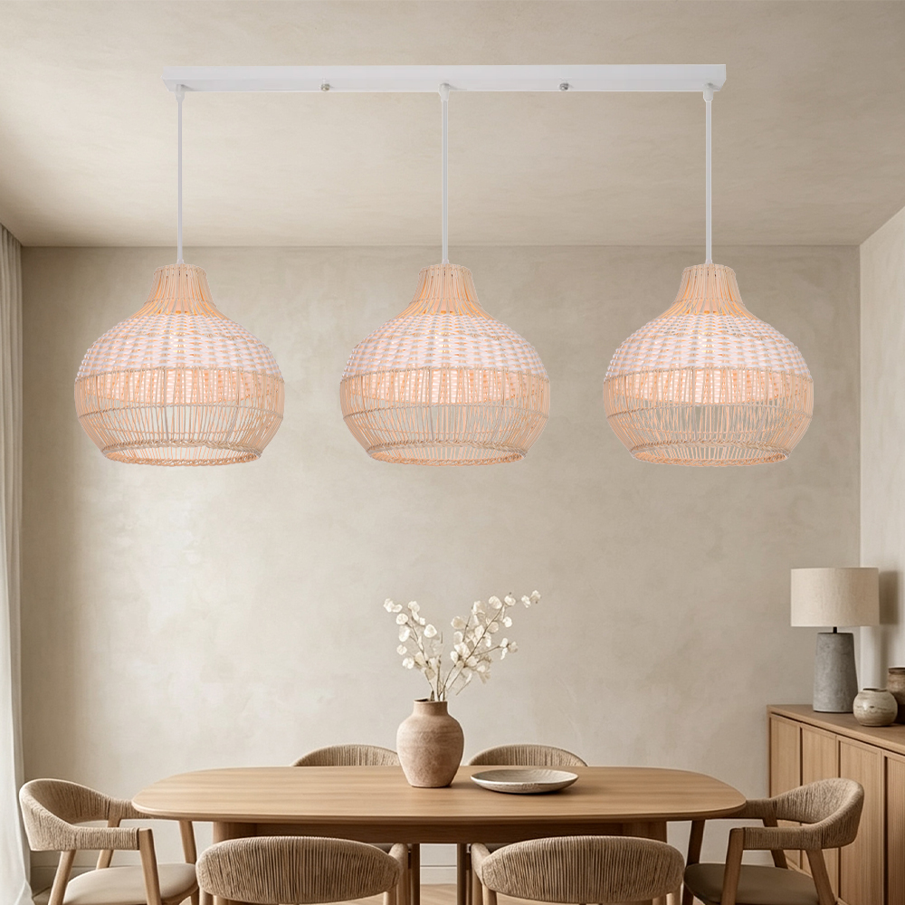 White Rattan Pendant Light Woven Rattan Lampshade