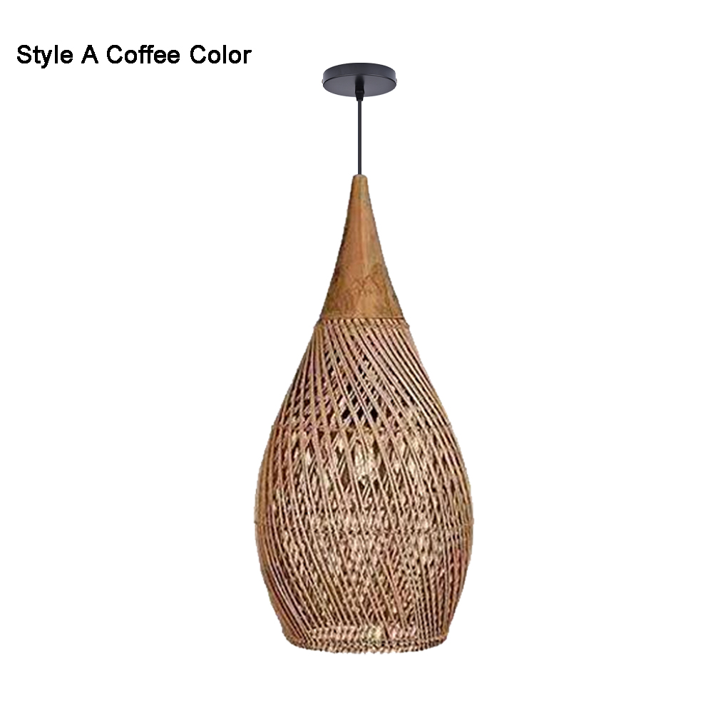 Rattan Pendant Light Wabi Sabi Style Retro Dining Room Chandelier