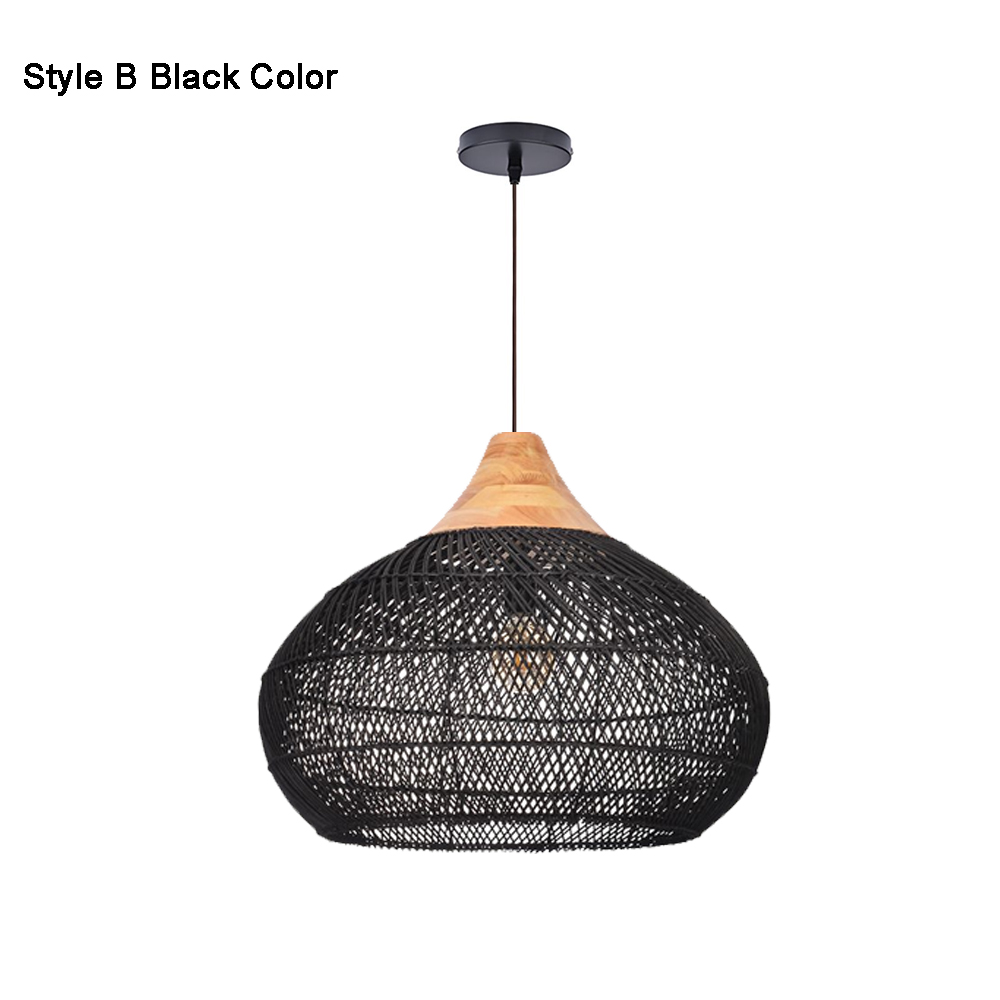 Rattan Pendant Light Wabi Sabi Style Retro Dining Room Chandelier