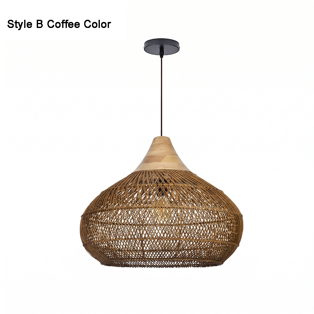 Rattan Pendant Light Wabi Sabi Style Retro Dining Room Chandelier