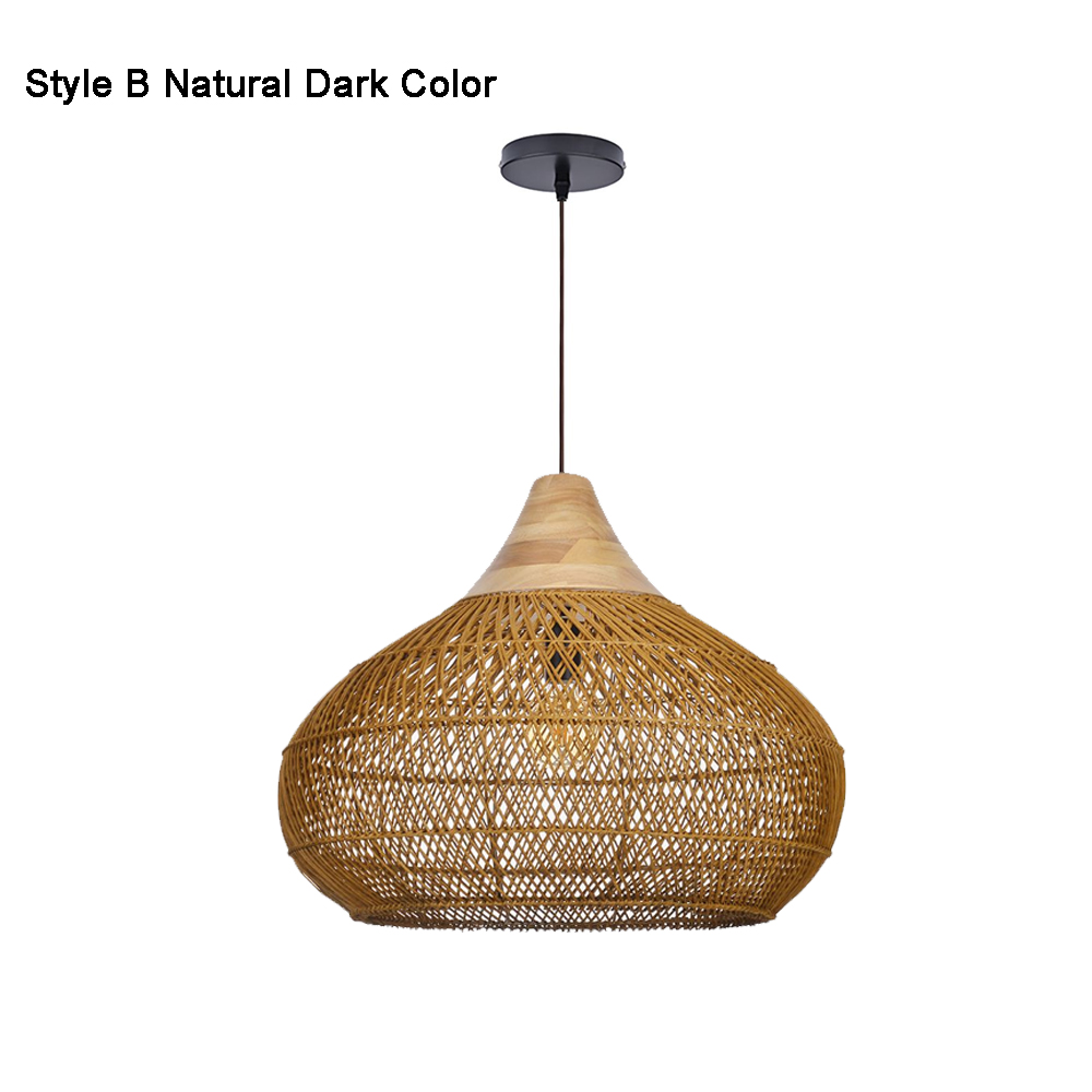 Rattan Pendant Light Wabi Sabi Style Retro Dining Room Chandelier