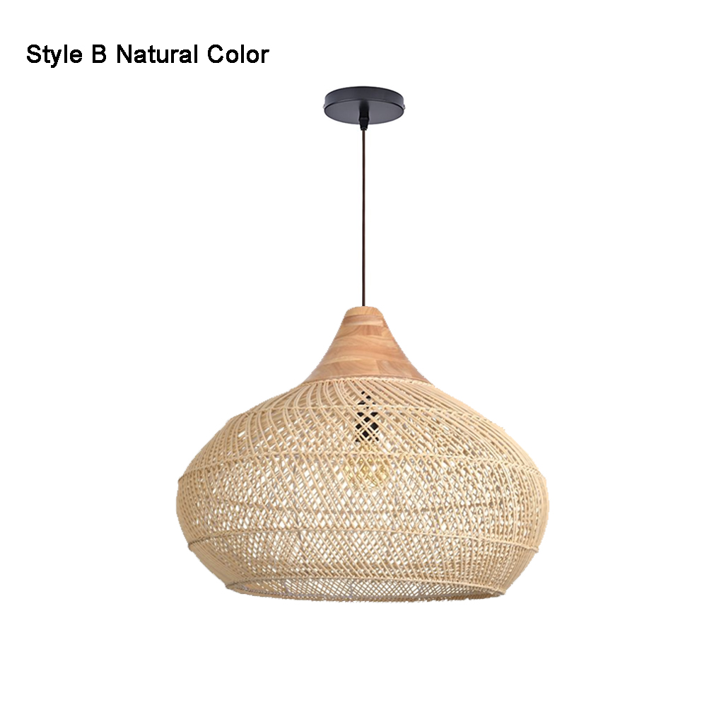 Rattan Pendant Light Wabi Sabi Style Retro Dining Room Chandelier