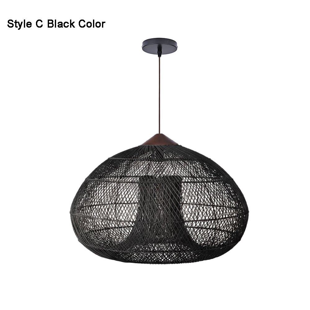 Rattan Pendant Light Wabi Sabi Style Retro Dining Room Chandelier