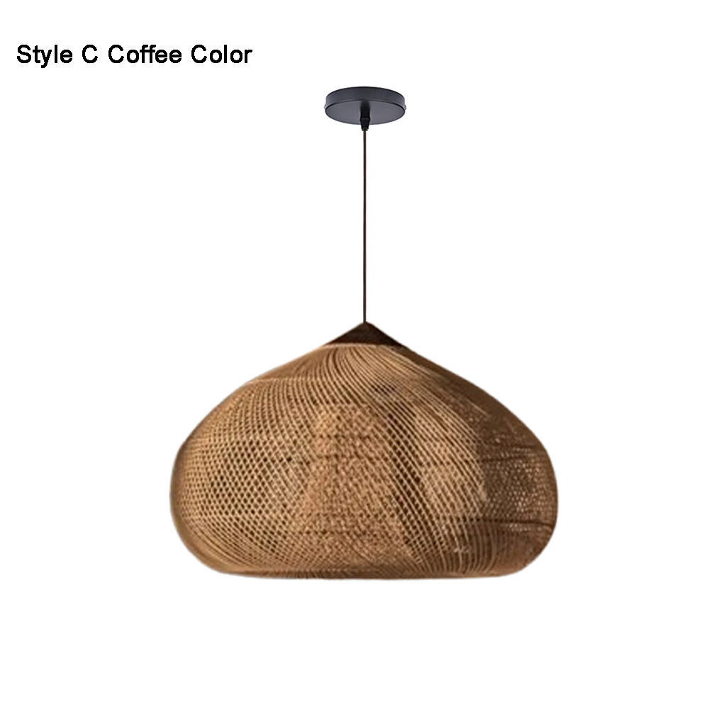 Rattan Pendant Light Wabi Sabi Style Retro Dining Room Chandelier