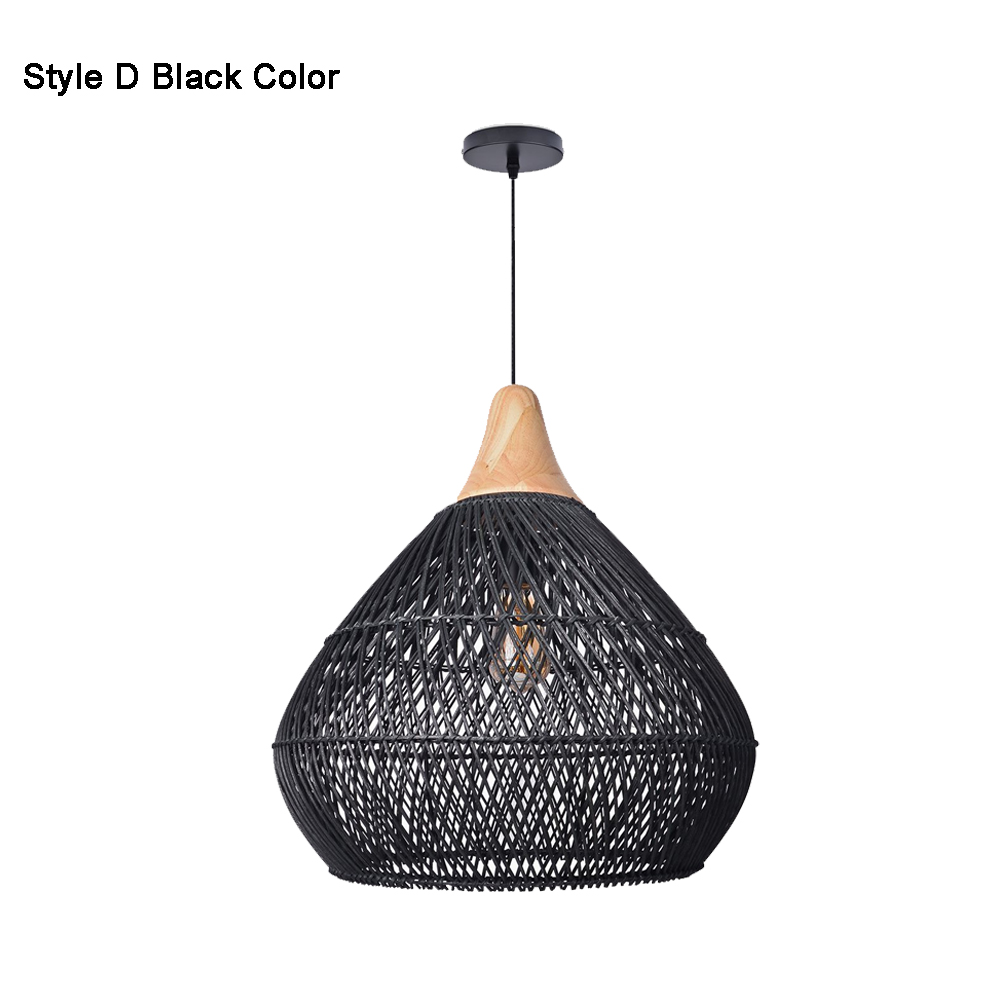 Rattan Pendant Light Wabi Sabi Style Retro Dining Room Chandelier