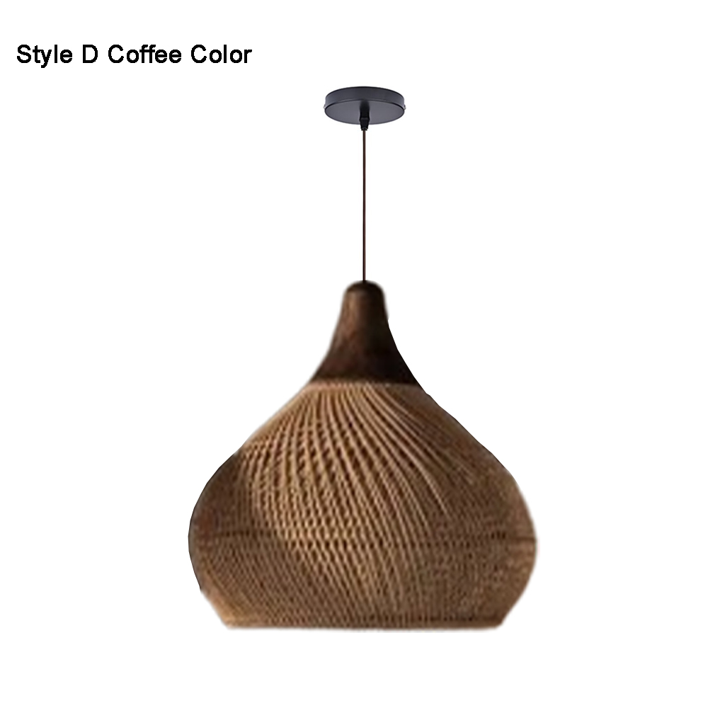 Rattan Pendant Light Wabi Sabi Style Retro Dining Room Chandelier