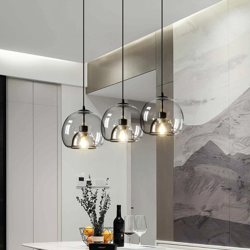 Black Spherical Glass Pendant Light