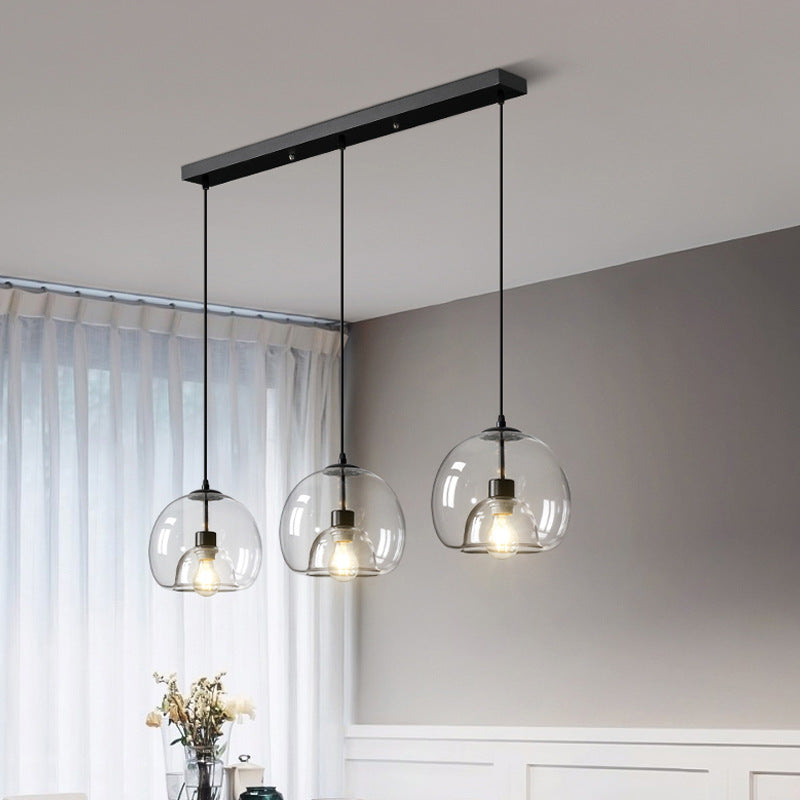 Black Spherical Glass Pendant Light