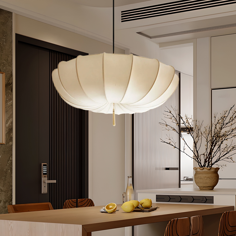 Nordic French Style Pendant Light Fabric Bedroom Lampshade