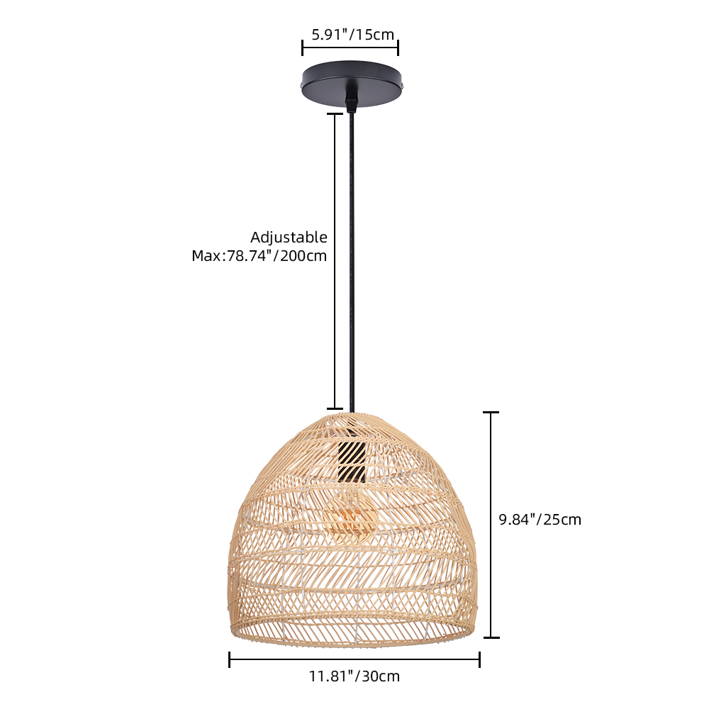 Scandinavian Artisan Pendant Rattan Lighting Fixture for Bedroom Dining Room
