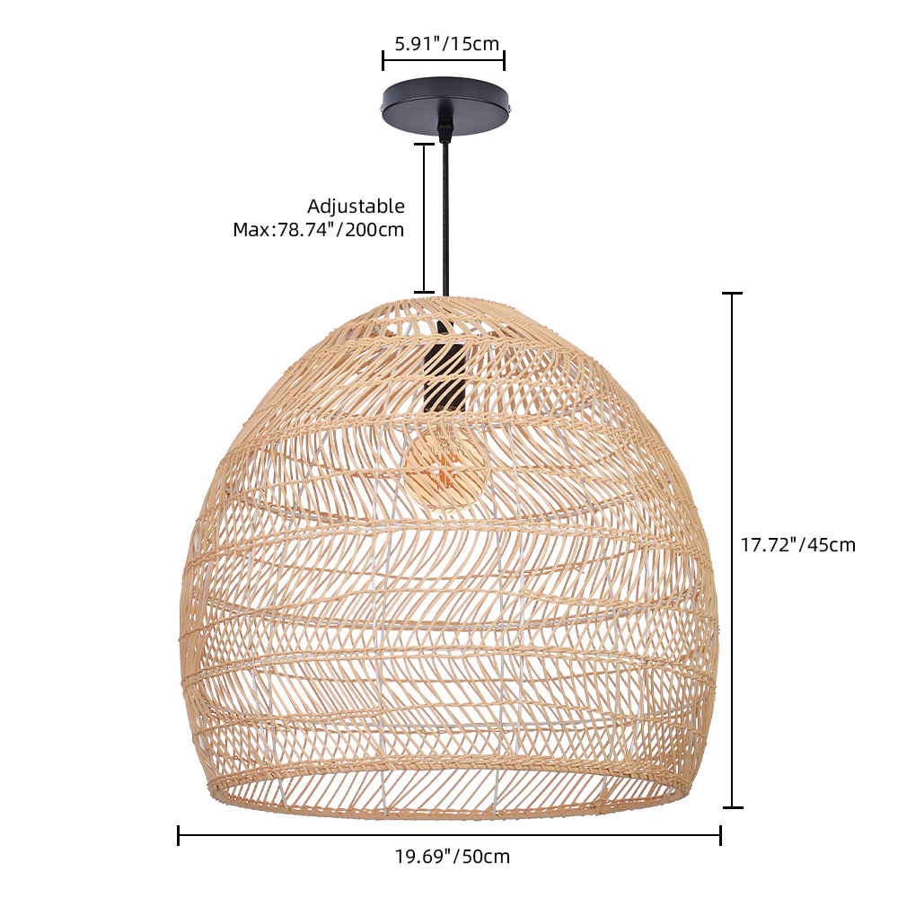 Scandinavian Artisan Pendant Rattan Lighting Fixture for Bedroom Dining Room