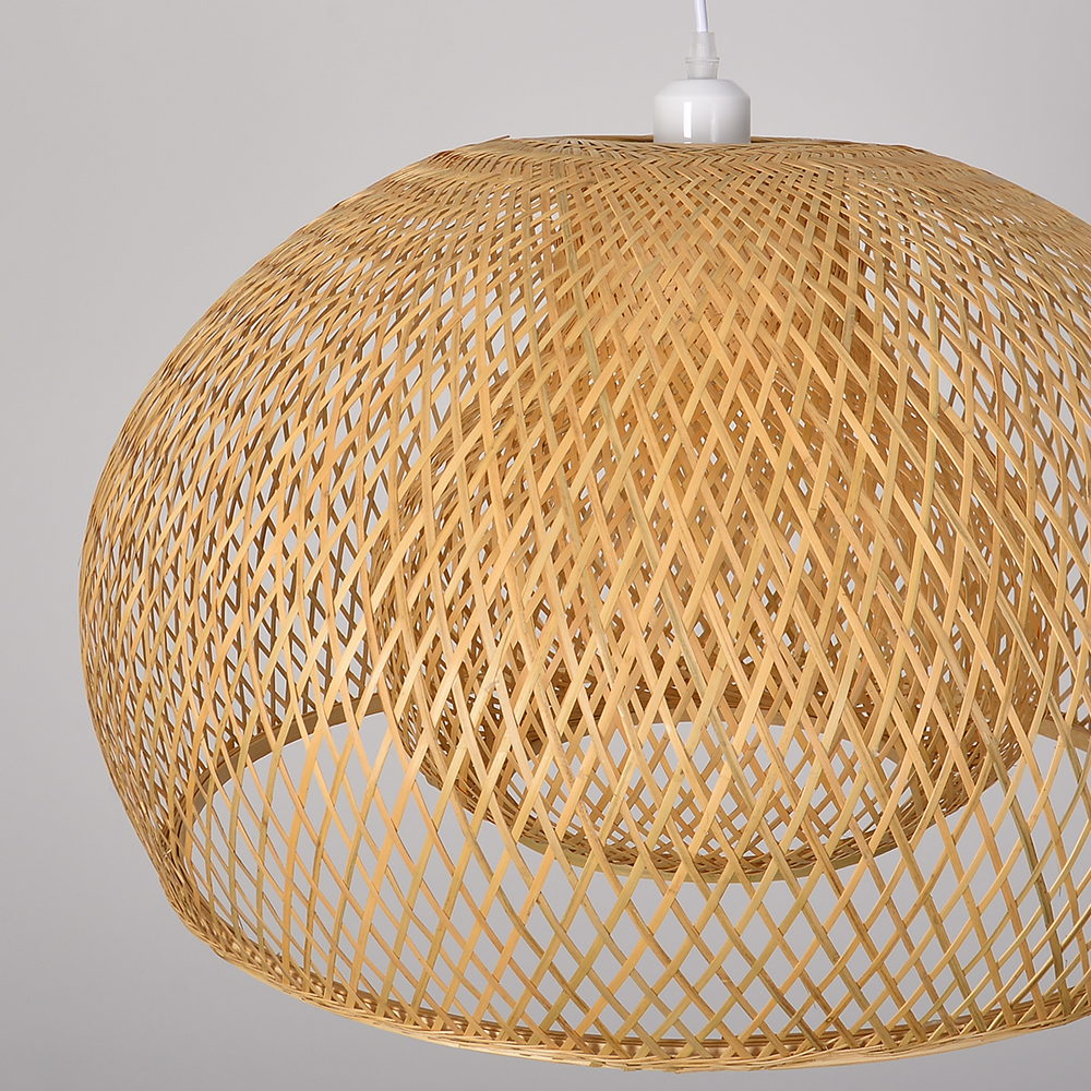 2 Layer Bamboo Pendant Light Shades Restaurant Dining Room Decor Chandeliers