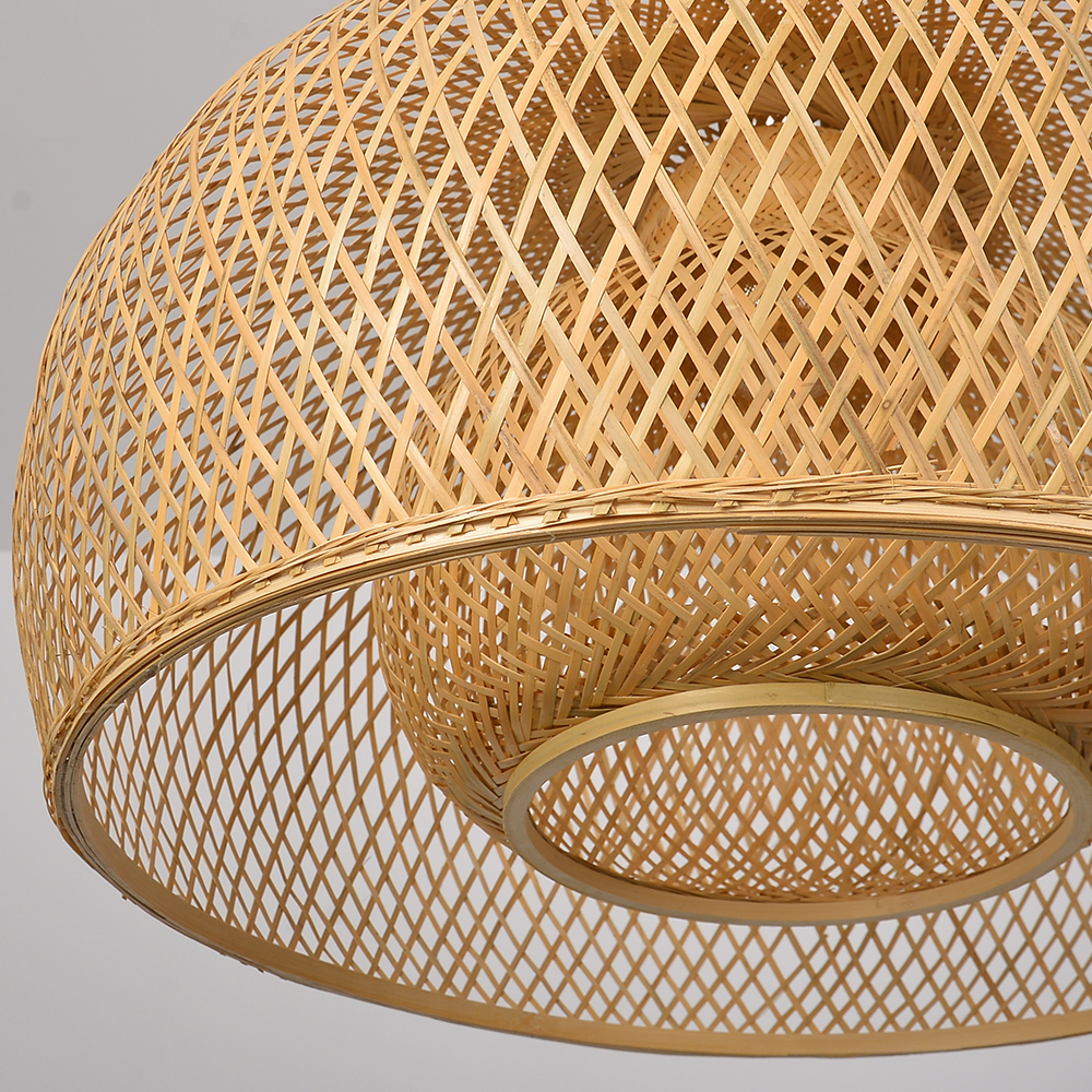 2 Layer Bamboo Pendant Light Shades Restaurant Dining Room Decor Chandeliers