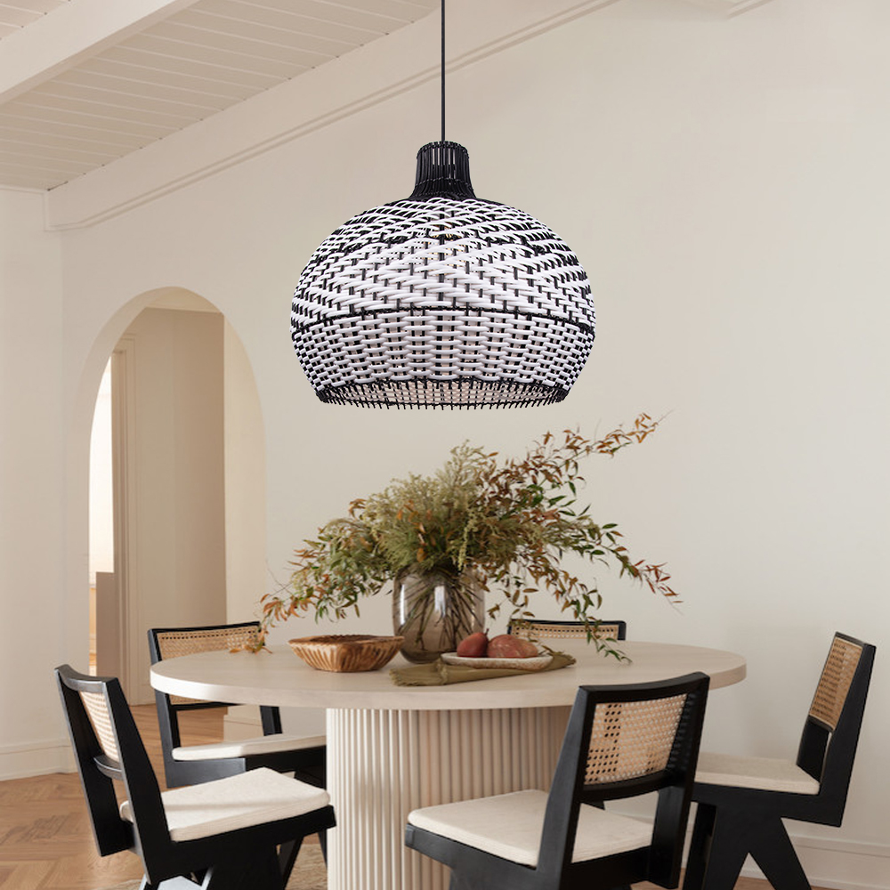 Luxury Black Rattan Hanging Light for Dining Area & Kitchen