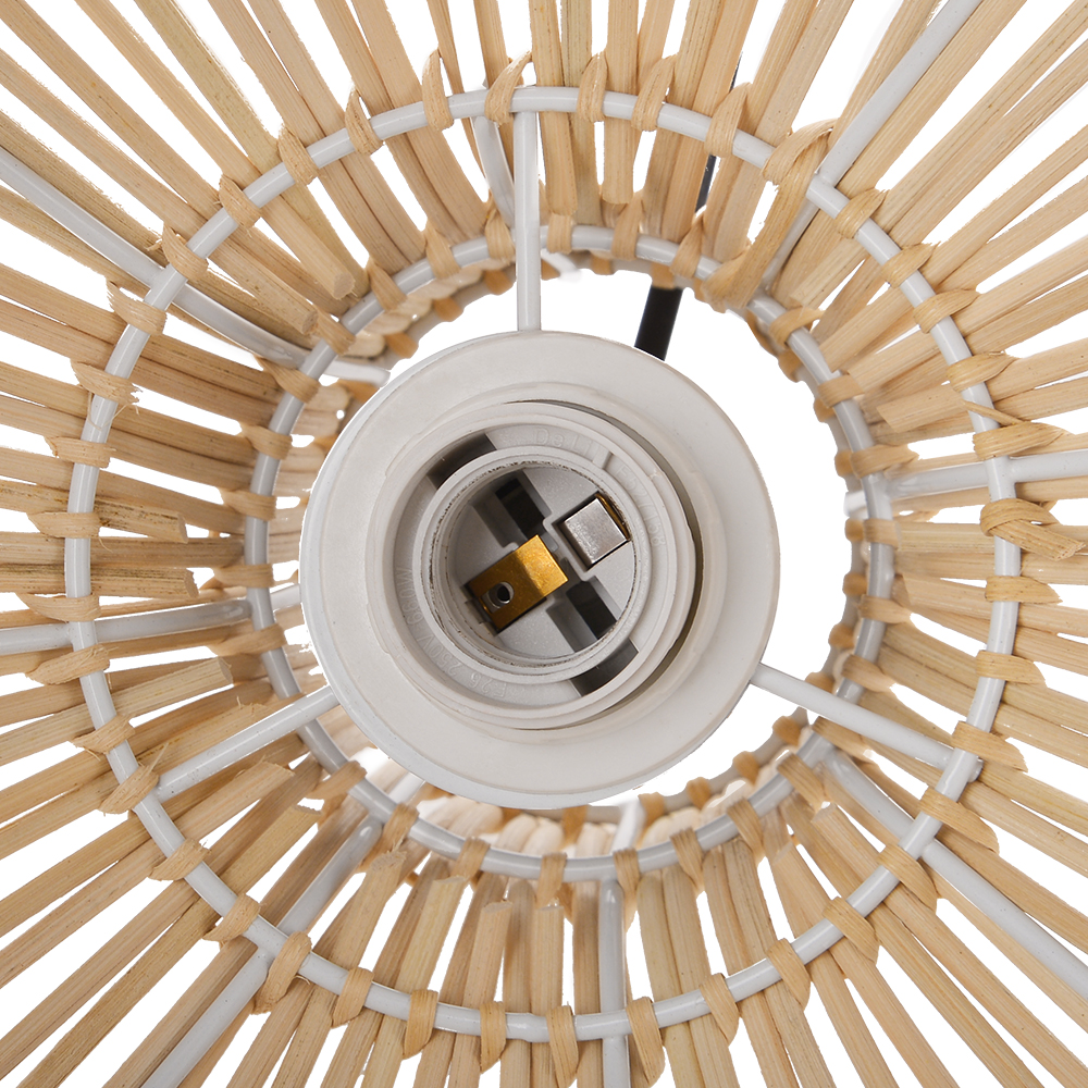 Modern Woven Black Rattan Pendant Light Over Dining Table Handmade Hanging Lamp