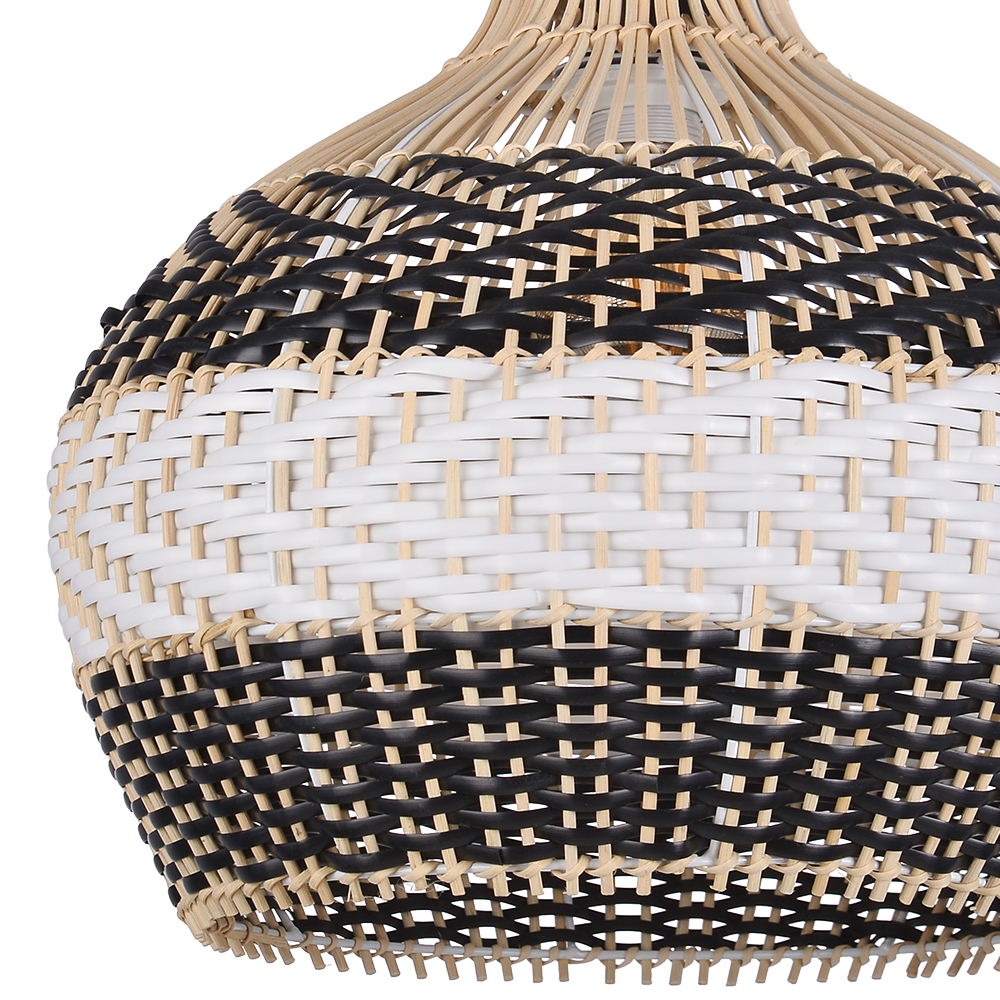 Modern Woven Black Rattan Pendant Light Over Dining Table Handmade Hanging Lamp