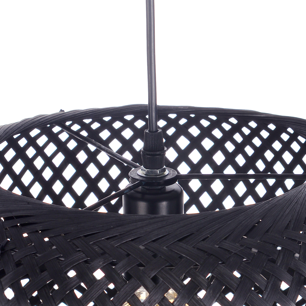 Dinner Table Lighting Bamboo Black Rustic Rattan Pendant Light for Bedroom