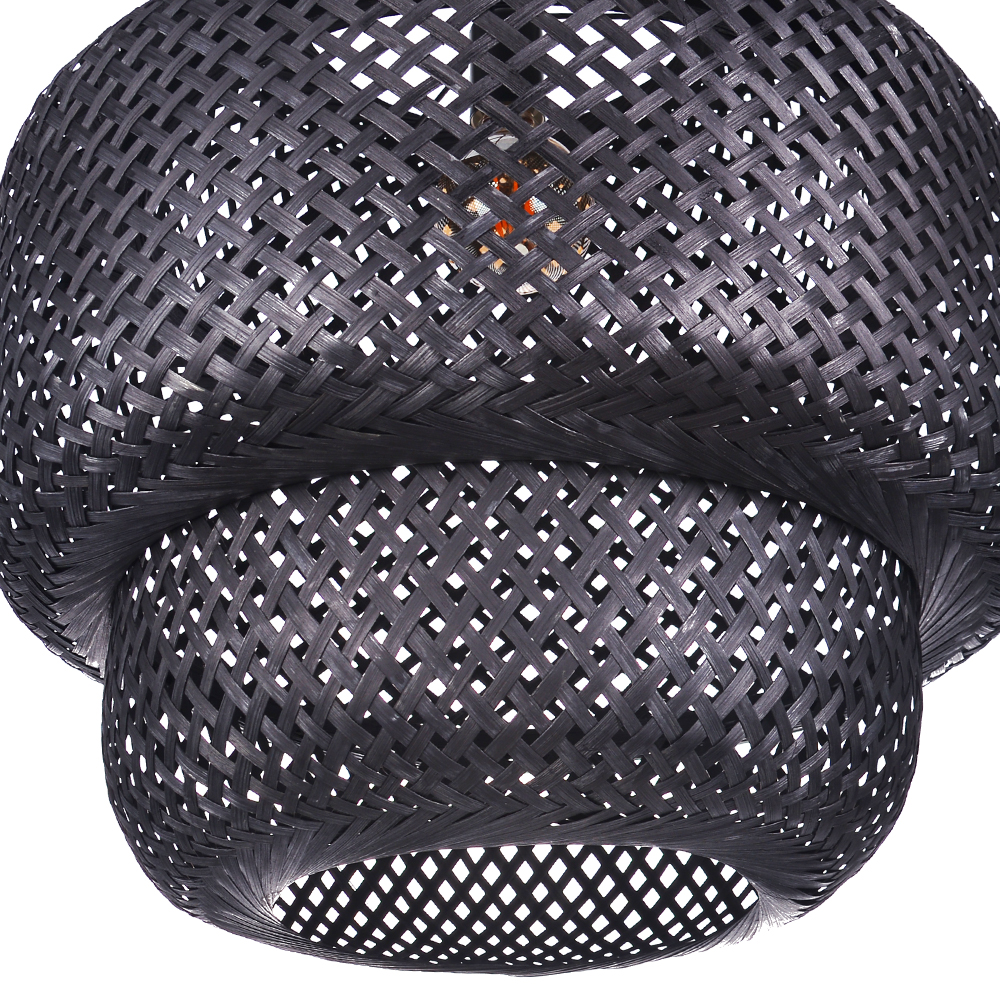 Dinner Table Lighting Bamboo Black Rustic Rattan Pendant Light for Bedroom