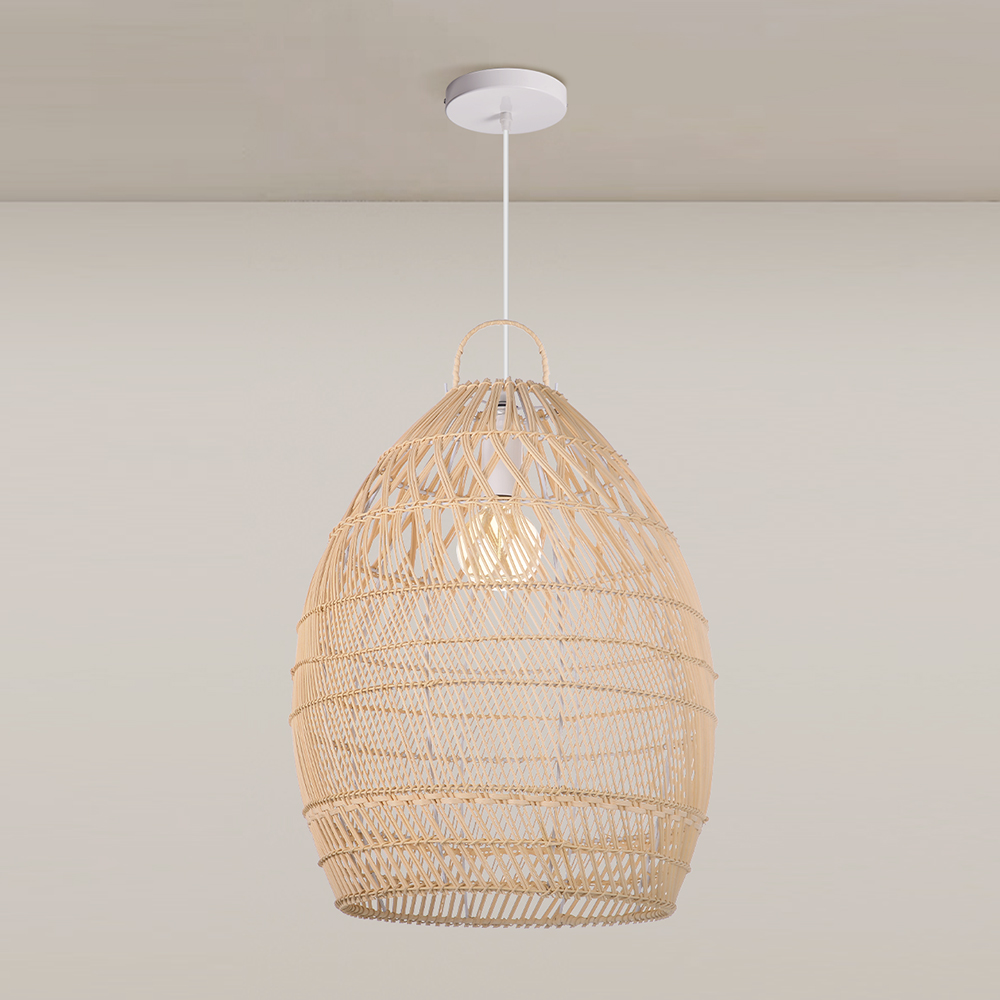 Modern Minimalist Coastal Bedroom Rattan Pendant Light