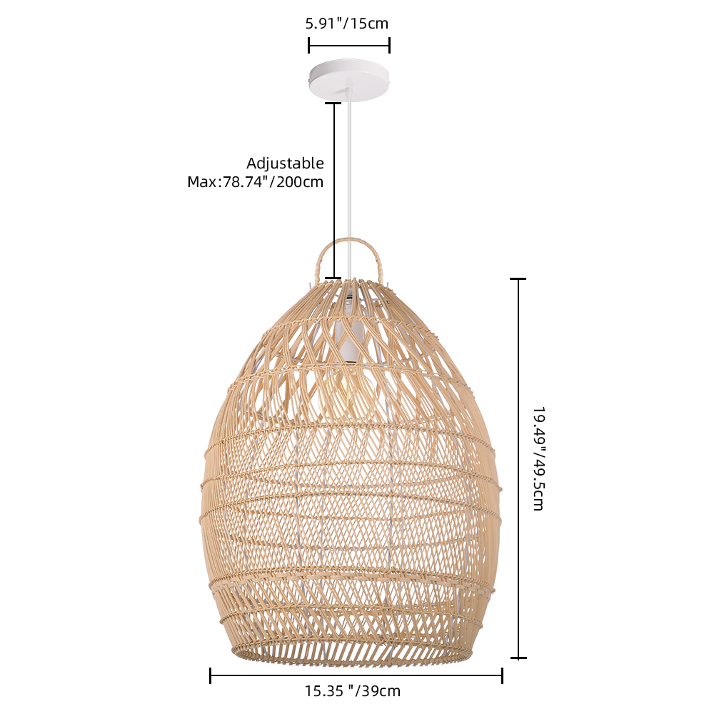 Modern Minimalist Coastal Bedroom Rattan Pendant Light