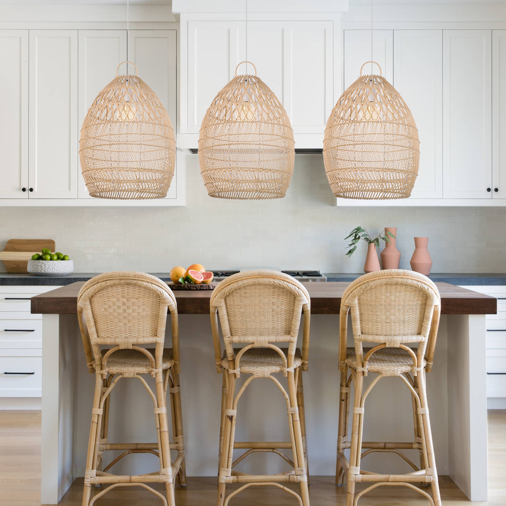 Modern Minimalist Coastal Bedroom Rattan Pendant Light