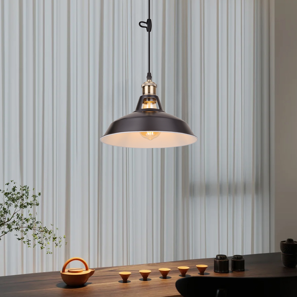 Industrial-style Vintage Iron Bar Pendant Light Restaurants Fixture with a Nostalgic Shade