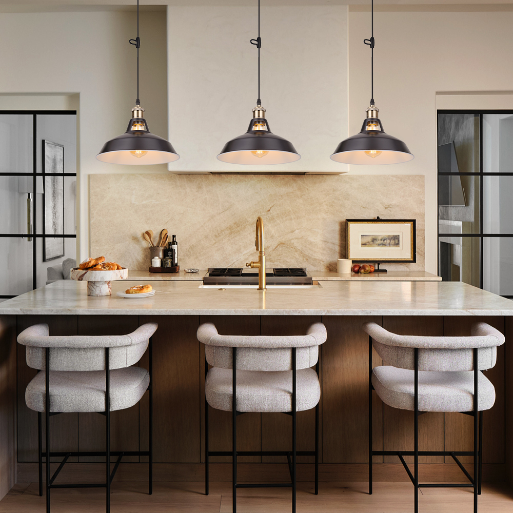 Industrial-style Vintage Iron Bar Pendant Light Restaurants Fixture with a Nostalgic Shade