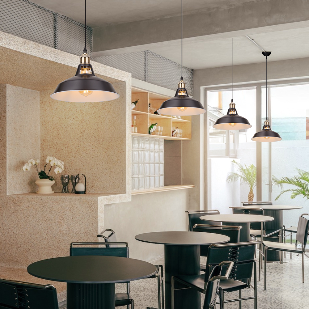 Industrial-style Vintage Iron Bar Pendant Light Restaurants Fixture with a Nostalgic Shade