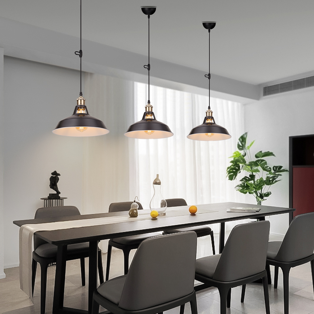 Industrial-style Vintage Iron Bar Pendant Light Restaurants Fixture with a Nostalgic Shade