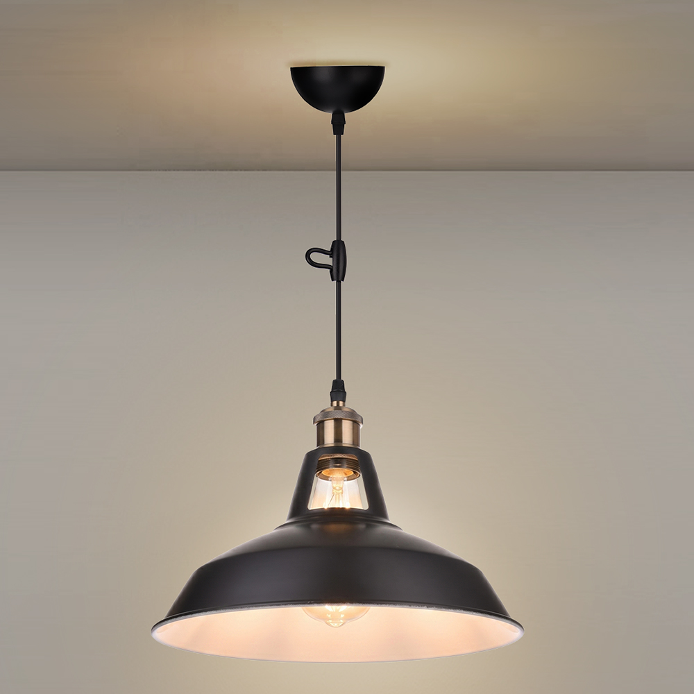 Industrial-style Vintage Iron Bar Pendant Light Restaurants Fixture with a Nostalgic Shade