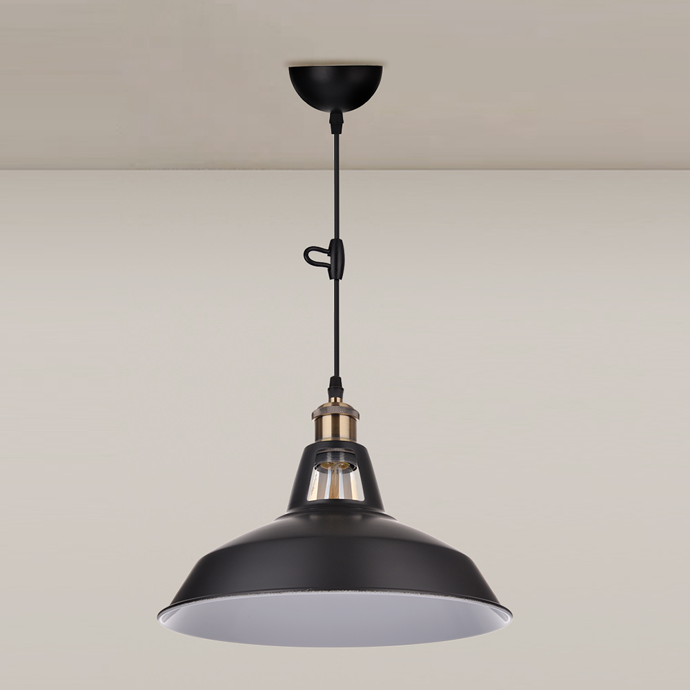 Industrial-style Vintage Iron Bar Pendant Light Restaurants Fixture with a Nostalgic Shade