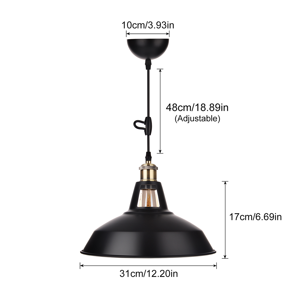 Industrial-style Vintage Iron Bar Pendant Light Restaurants Fixture with a Nostalgic Shade