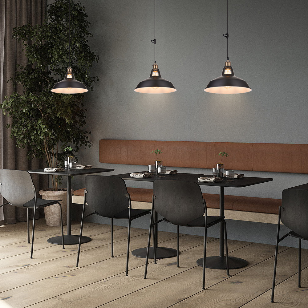 Industrial-style Vintage Iron Bar Pendant Light Restaurants Fixture with a Nostalgic Shade